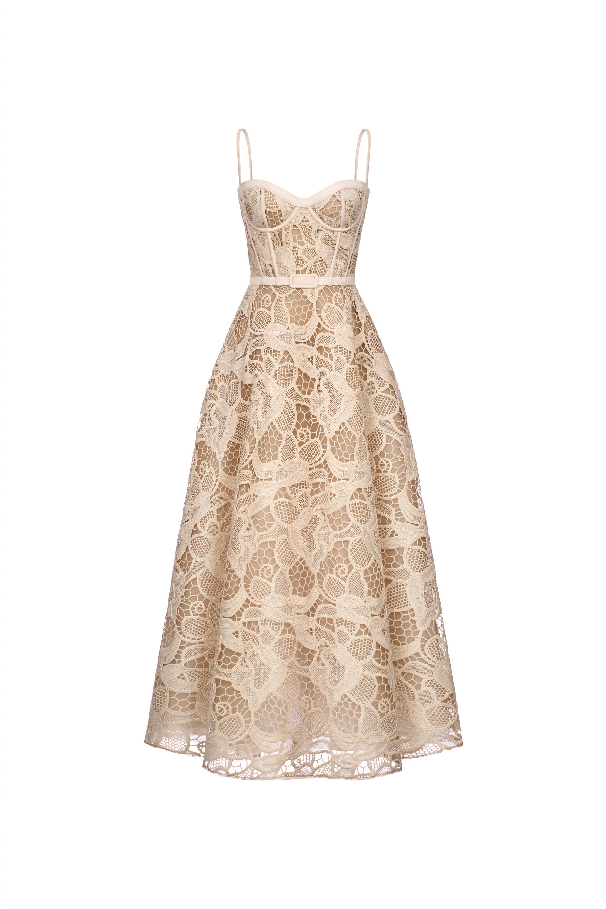 Women's Contessa A-line Spaghetti Strap Silk Lace Midi Dress S/M/L/XL/Customize Beige Sand MEAN BLVD Beige Sand / S