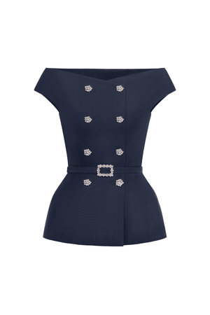 Klara Navy Peplum Top