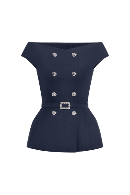 Klara Navy Peplum Top
