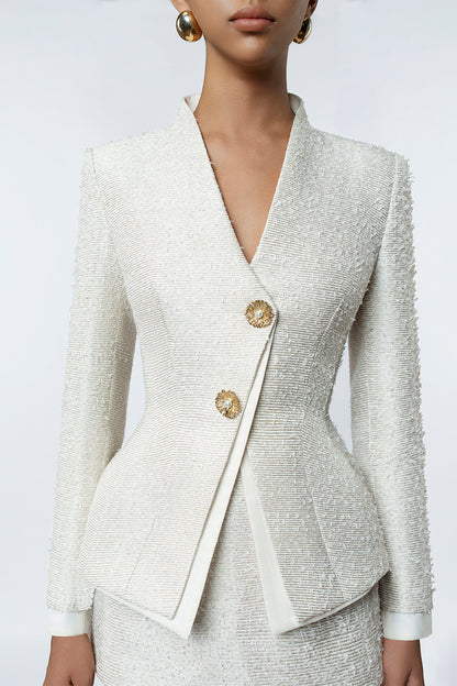 Alura Blazer - Detail Close-Up Tweed Fabric by DeTHEIA