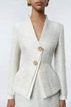 Alura Blazer - Detail Close-Up Tweed Fabric by DeTHEIA