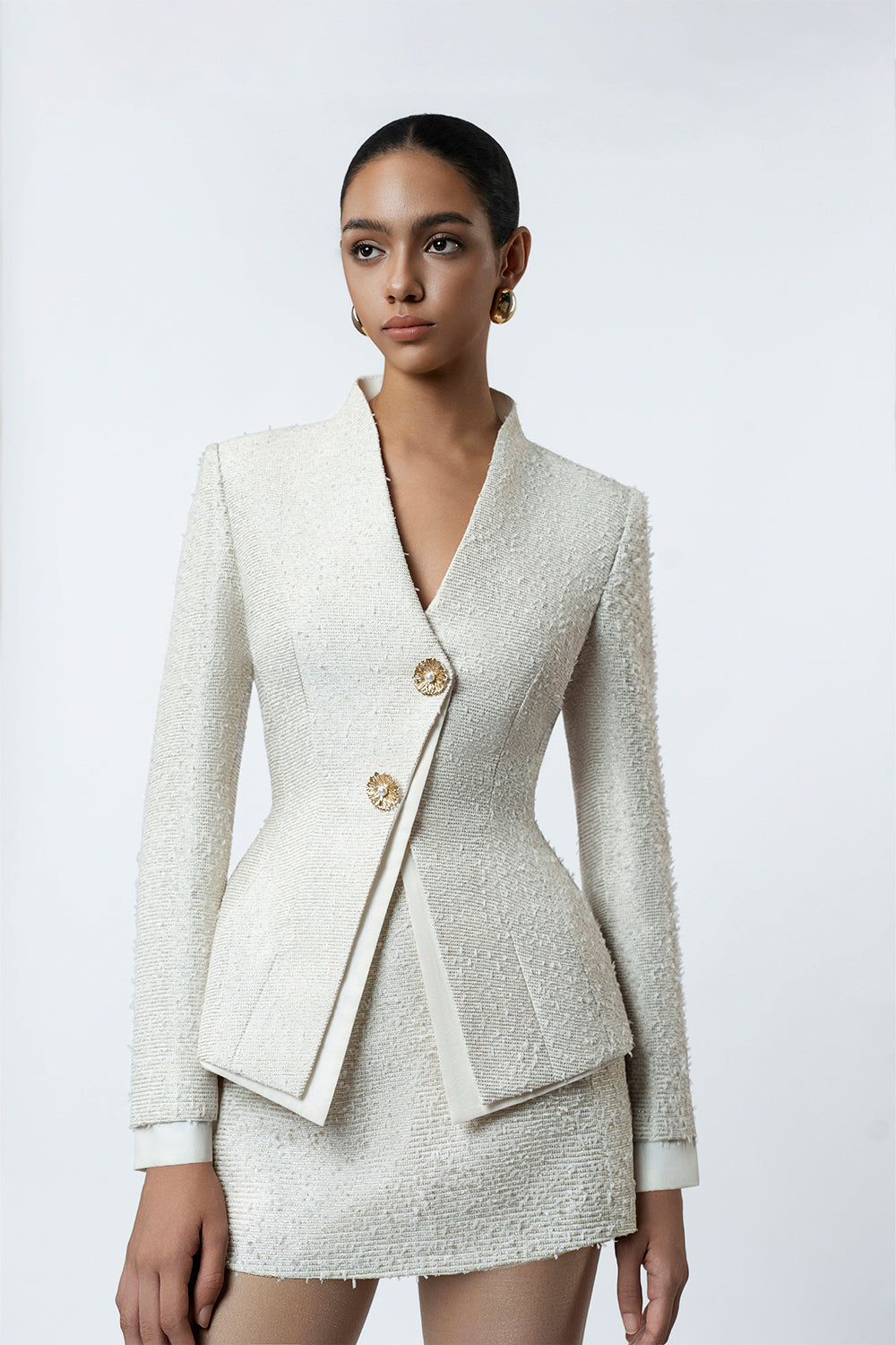 Alura Blazer - Styled on Model Cream Blazer by DeTHEIA