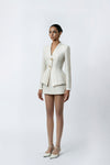 Alura Blazer - Side View Cream Tweed Blazer by DeTHEIA