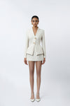 Alura Blazer - Front View Cream Tweed Blazer by DeTHEIA