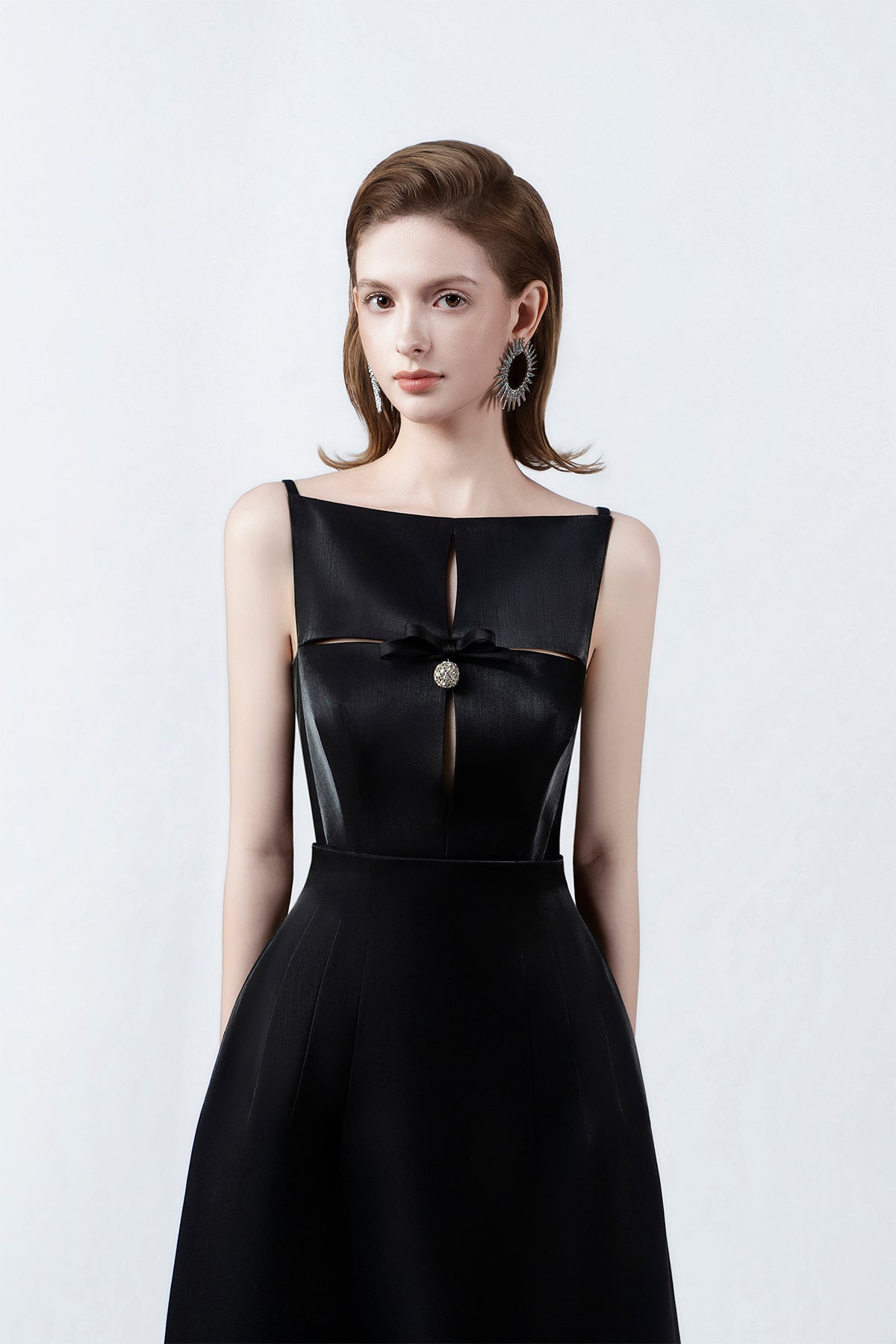 black A-line midi dress, DeTHEIA