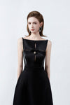 black A-line midi dress, DeTHEIA