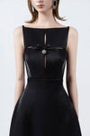 black A-line midi dress, DeTHEIA