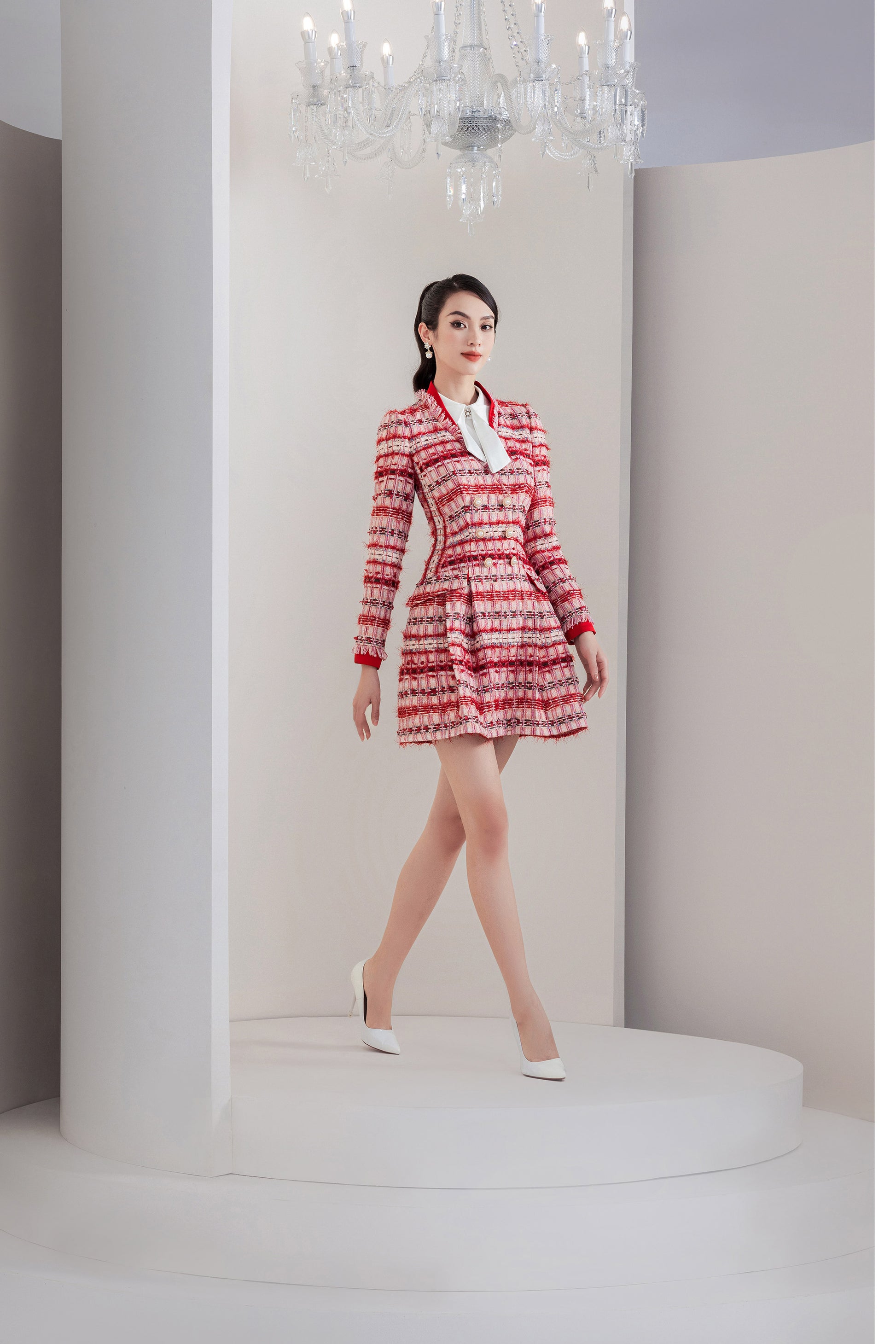 red plaid a line dress XS 90s Tommy Hilfiger Red Plaid A Line Dress Flying Apple Vintage
