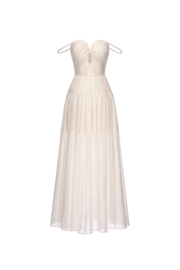 a line cream dress Azazie Brynslee Wedding Dress