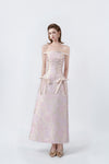 pink off-the-shoulder midi dress, DeTHEIA De Nona Cometa