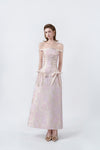 pink off-the-shoulder midi dress, DeTHEIA De Nona Cometa
