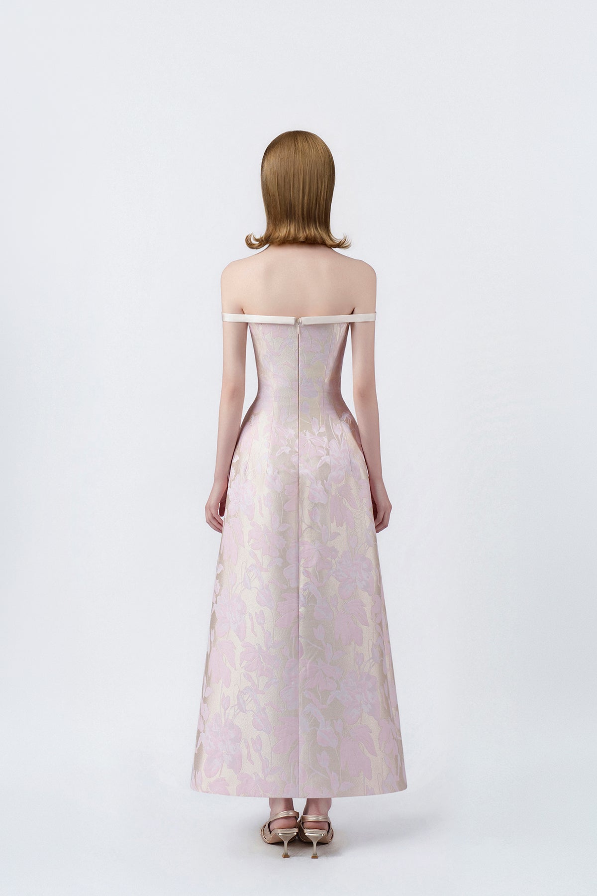 pink A-line midi dress with back zip, DeTHEIA De Nona Cometa
