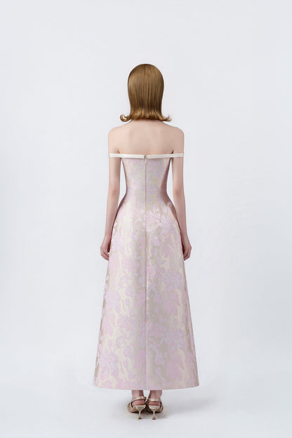 pink A-line midi dress with back zip, DeTHEIA De Nona Cometa