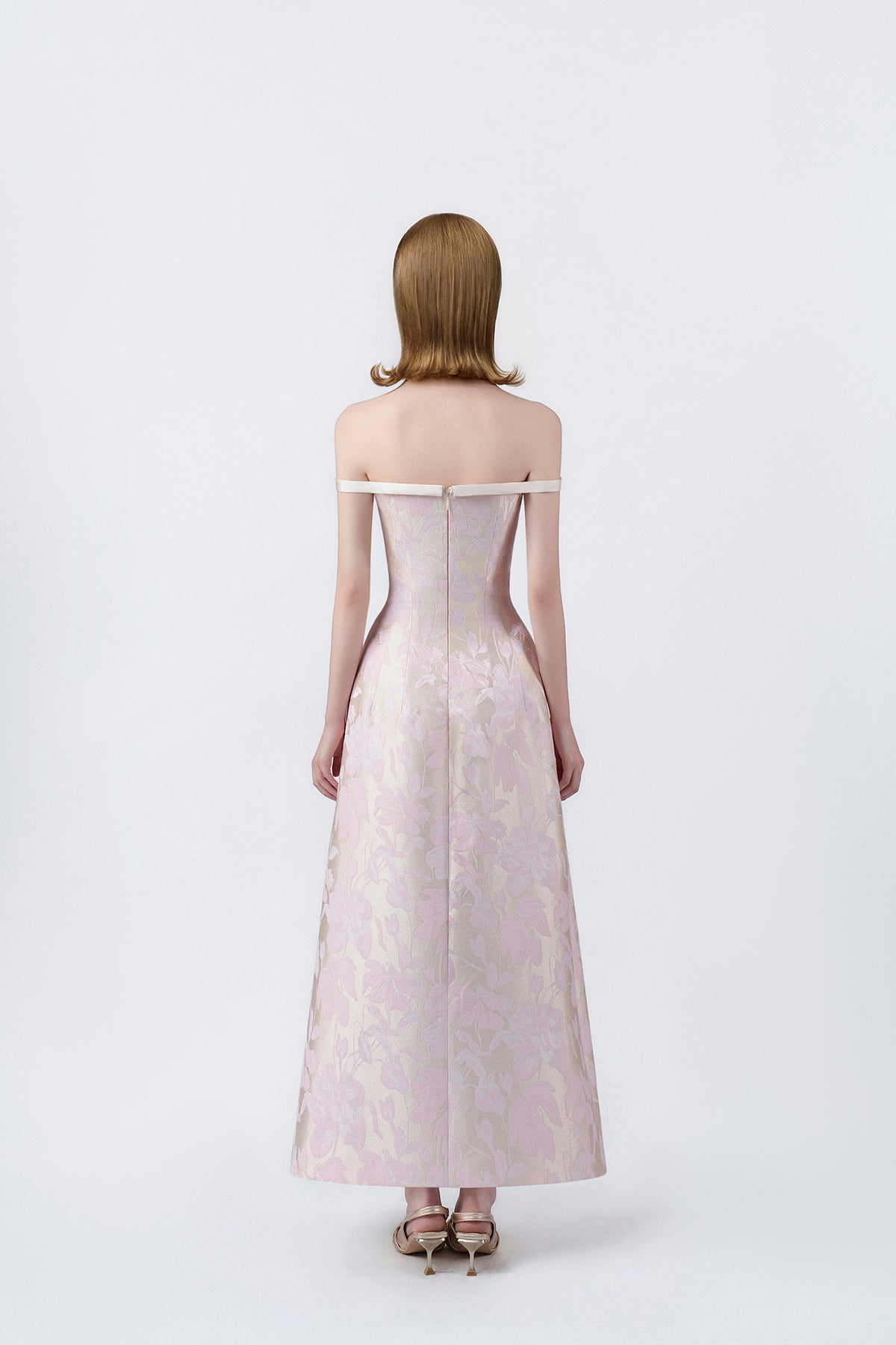 pink A-line midi dress with back zip, DeTHEIA De Nona Cometa