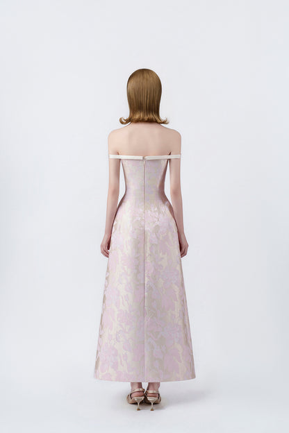 pink A-line midi dress with back zip, DeTHEIA De Nona Cometa