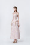 pink flared A-line midi dress, DeTHEIA