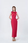 Carina Fuchsia Sailor-Collar Pencil Midi