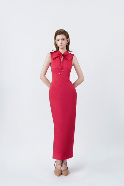 fuchsia sailor-collar midi dress, DeTHEIA De Nona Cometa