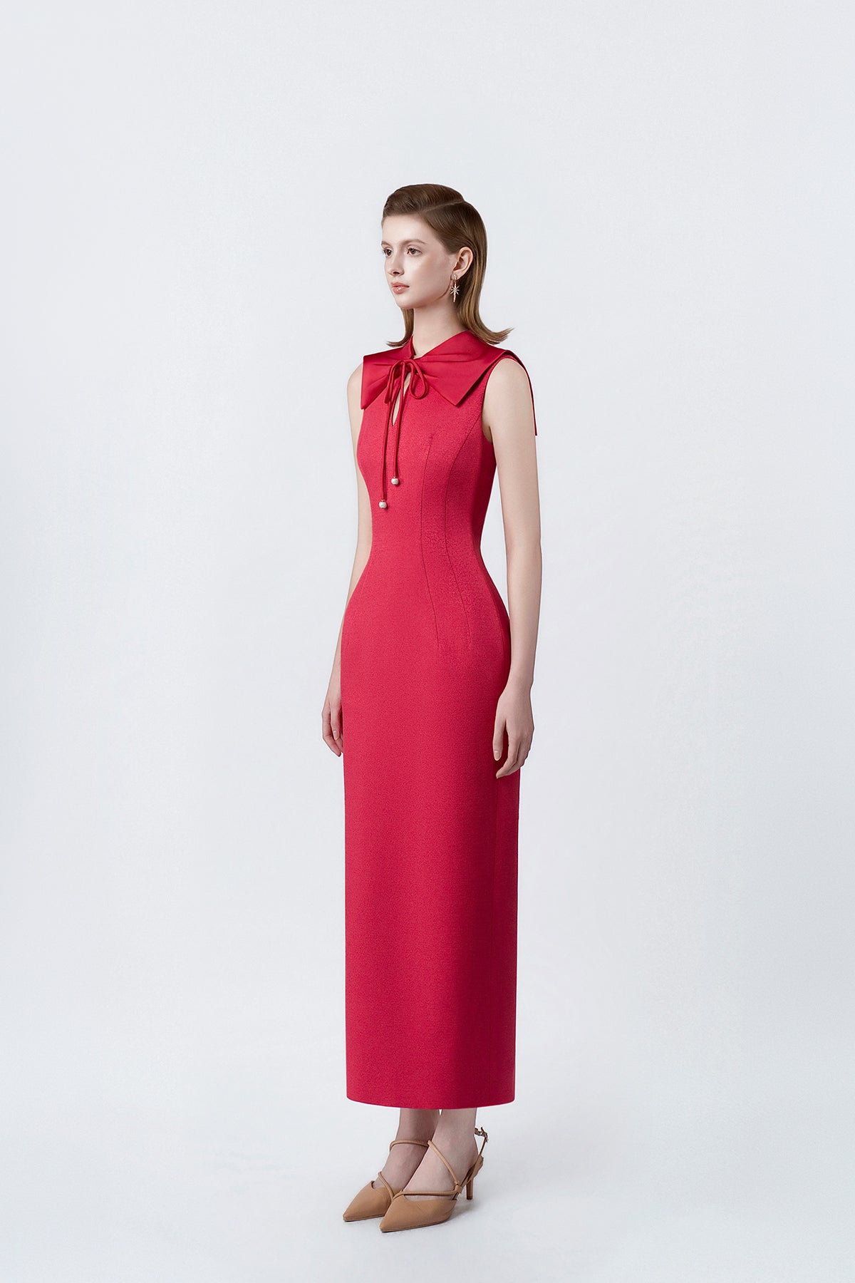 Carina Fuchsia Sailor-Collar Pencil Midi