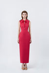 Carina Fuchsia Sailor-Collar Pencil Midi