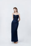 navy strapless midi dress, DeTHEIA De Nona Cometa