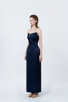 navy fitted pencil midi dress, DeTHEIA