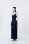 navy fitted pencil midi dress, DeTHEIA