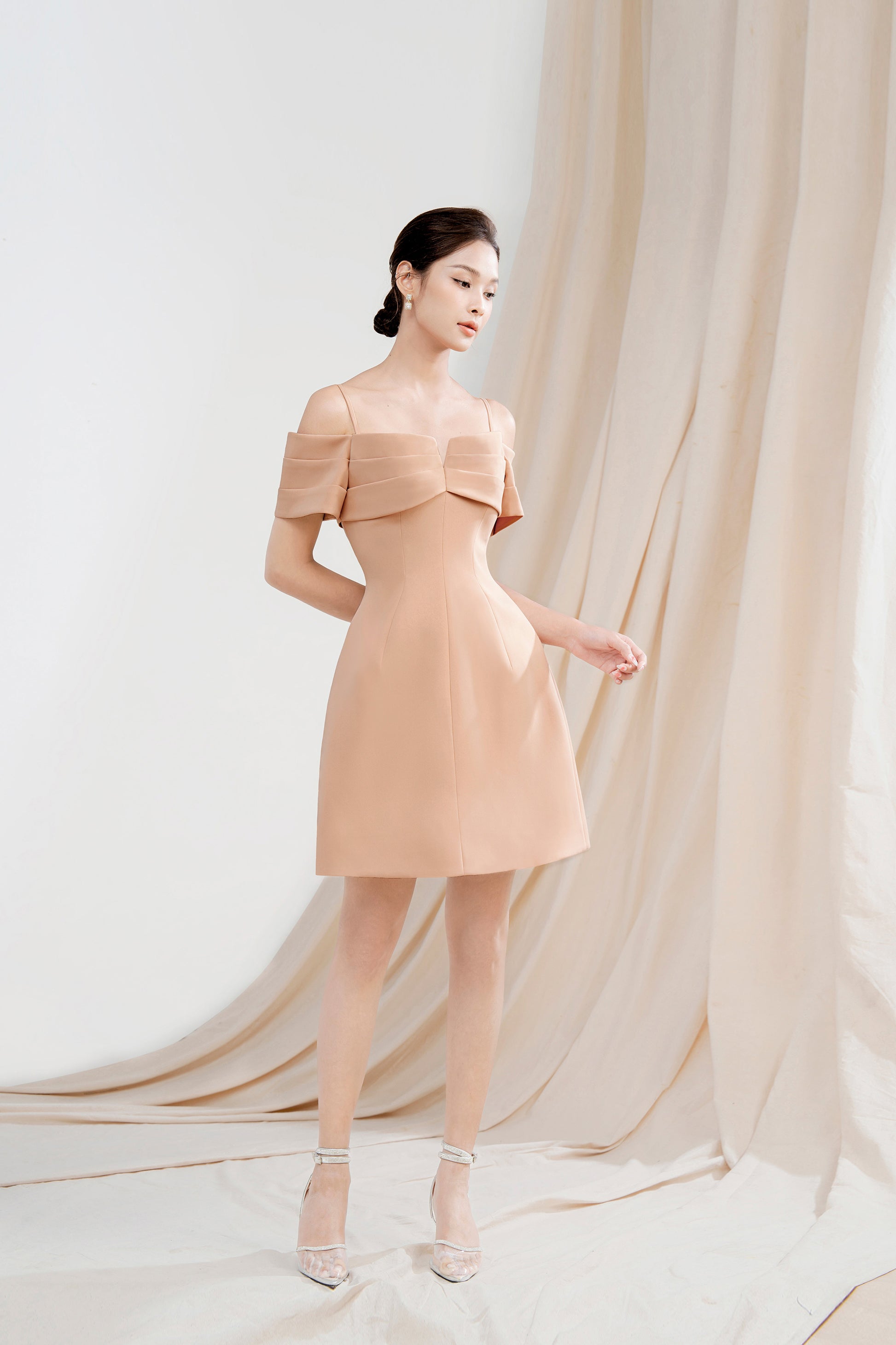 Cecilia Nude A-Line Dress Beige / S