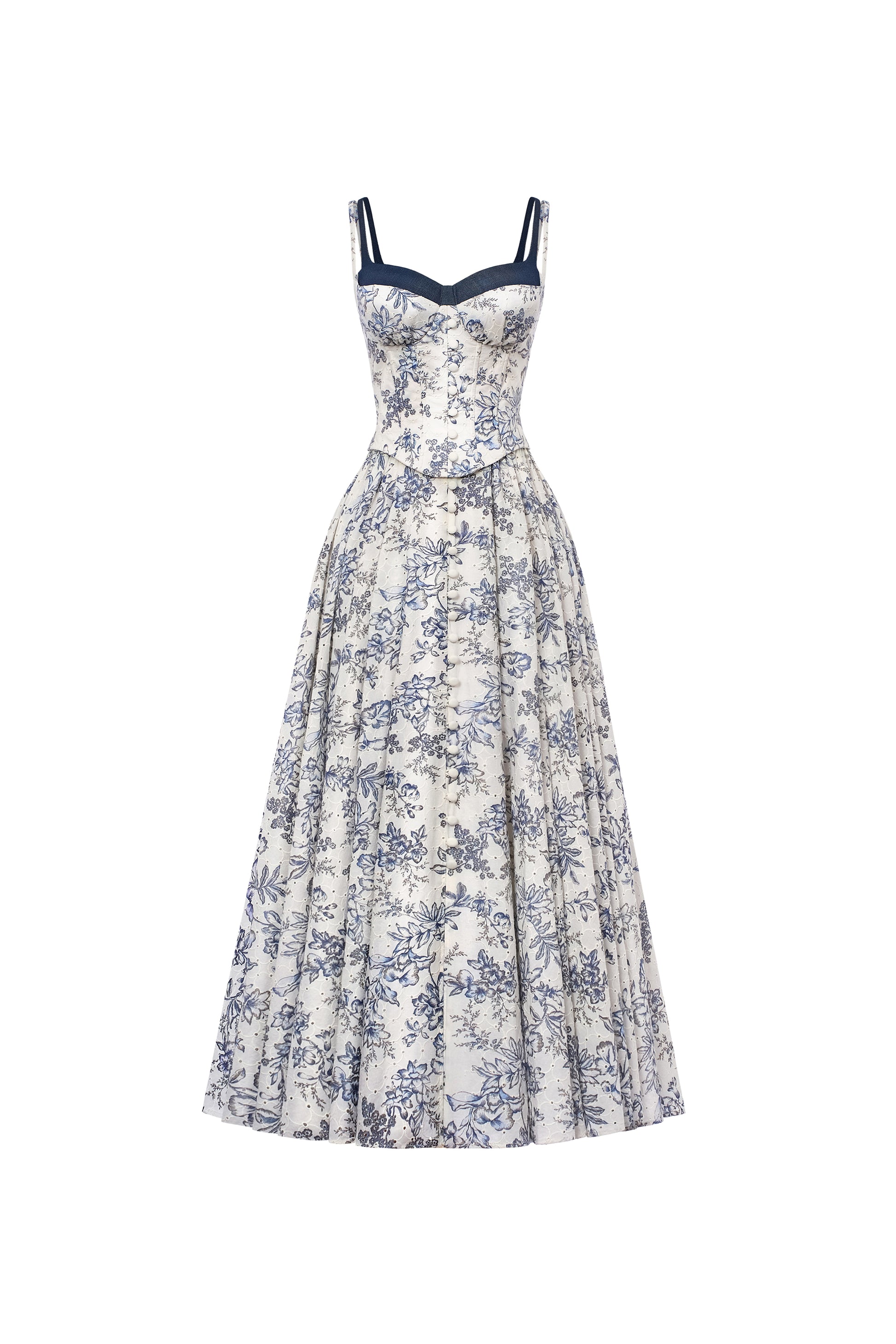 Elowen White A-Line Maxi Dress White/ Denim / L