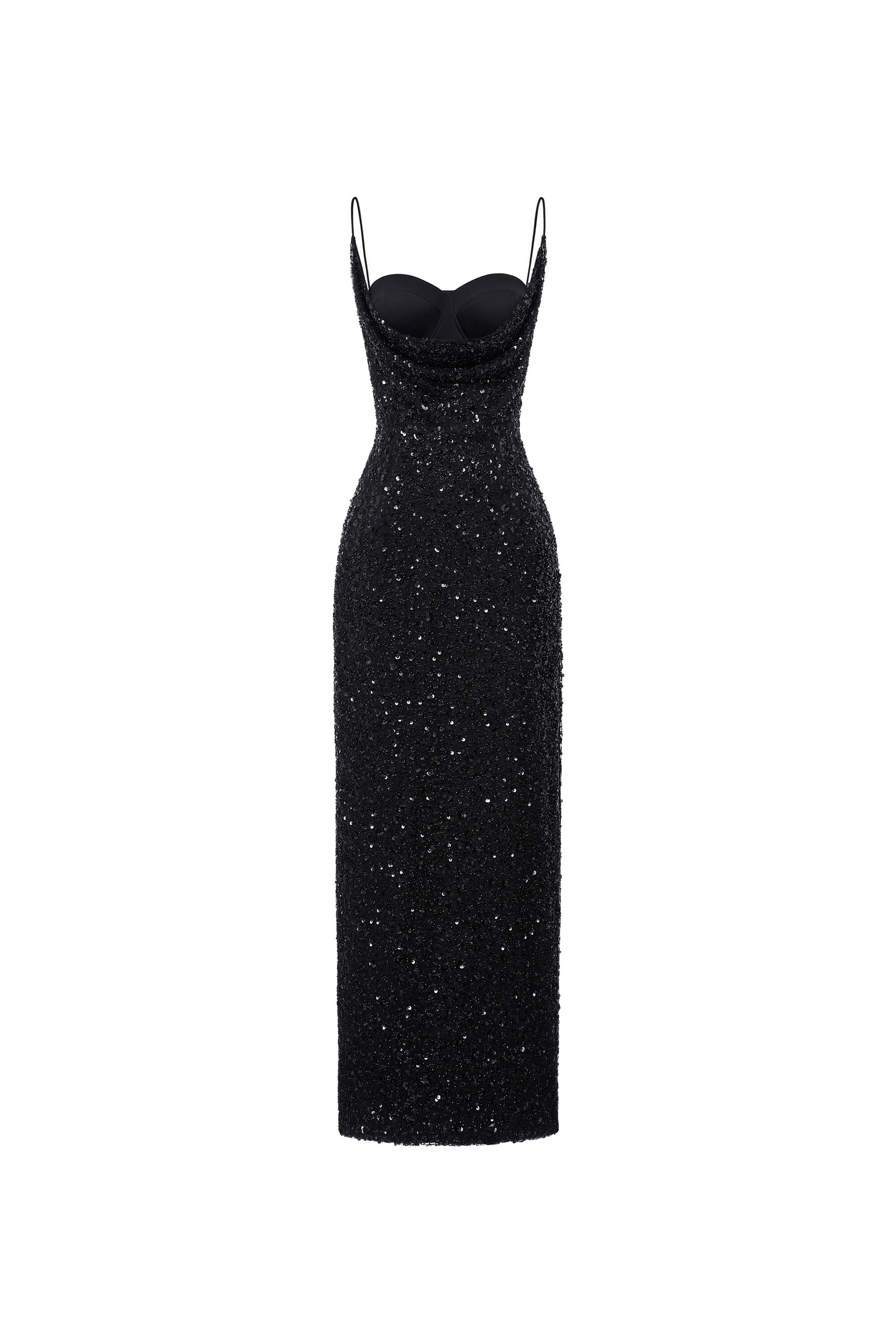 Black glitter dress on a white background
