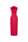 Carina Fuchsia Sailor-Collar Pencil Midi
