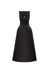 black A-line midi dress with boat neckline, DeTHEIA De Nona Cometa