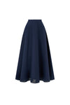 Klara Navy High-Waisted Flared Midi Skirt