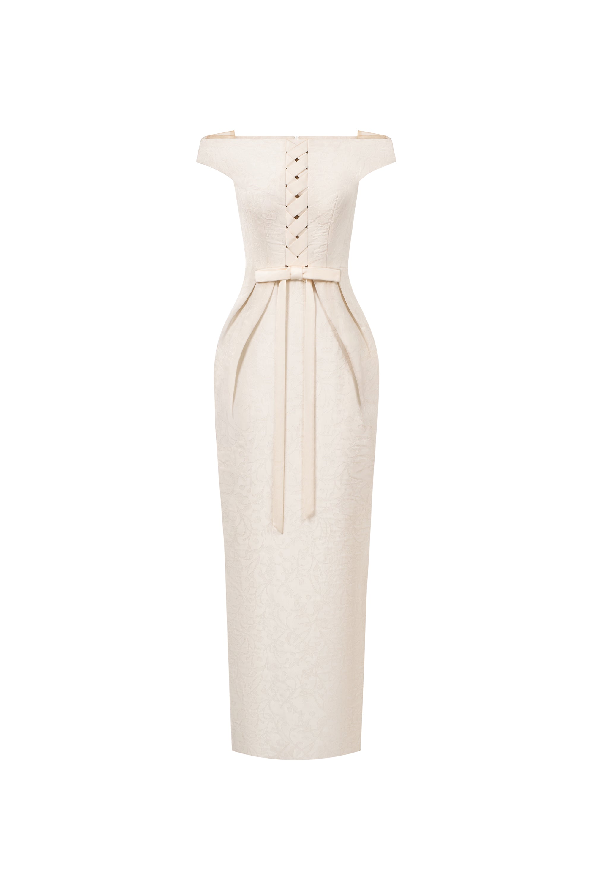ivory boat-neck pencil midi dress, DeTHEIA De Nona Cometa