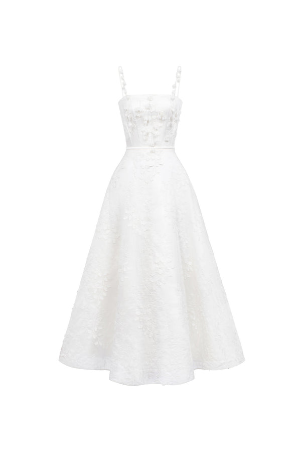 Titania White A-Line Midi Dress White / M