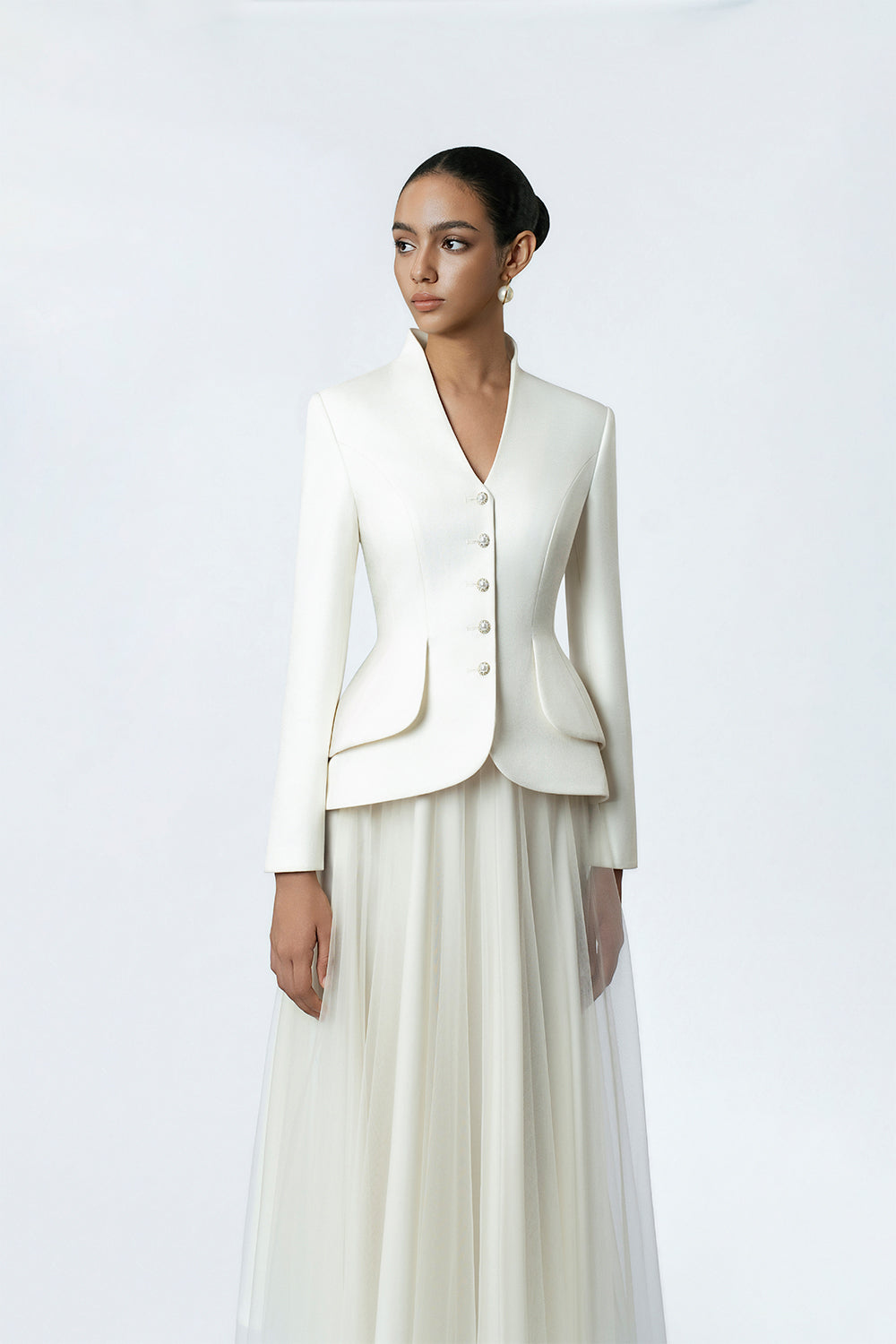 Elowen Skirt - Styled on Model Cream Skirt by DeTHEIA