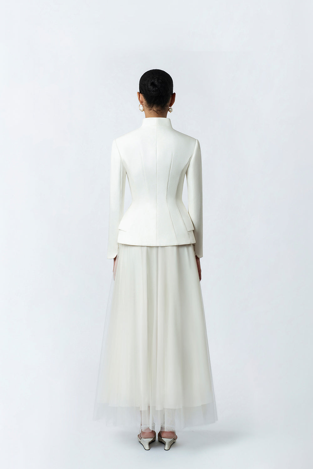 Elowen Skirt - Back View Cream Silk Skirt by DeTHEIA