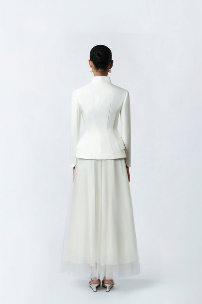Elowen Skirt - Back View Cream Silk Skirt by DeTHEIA