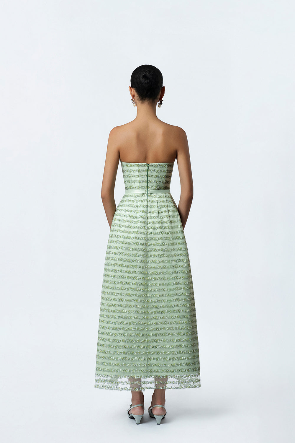 evergreen formal dress Faviana - S10421 Strappy Sheath Modest Prom Jersey Dress 0 / Ivory/Rose Gold*