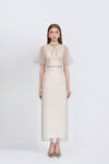 Finette Dress - Front View Beige Silk Dress by DeTHEIA