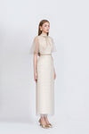 Finette Dress - Side View Beige Silk Dress by DeTHEIA