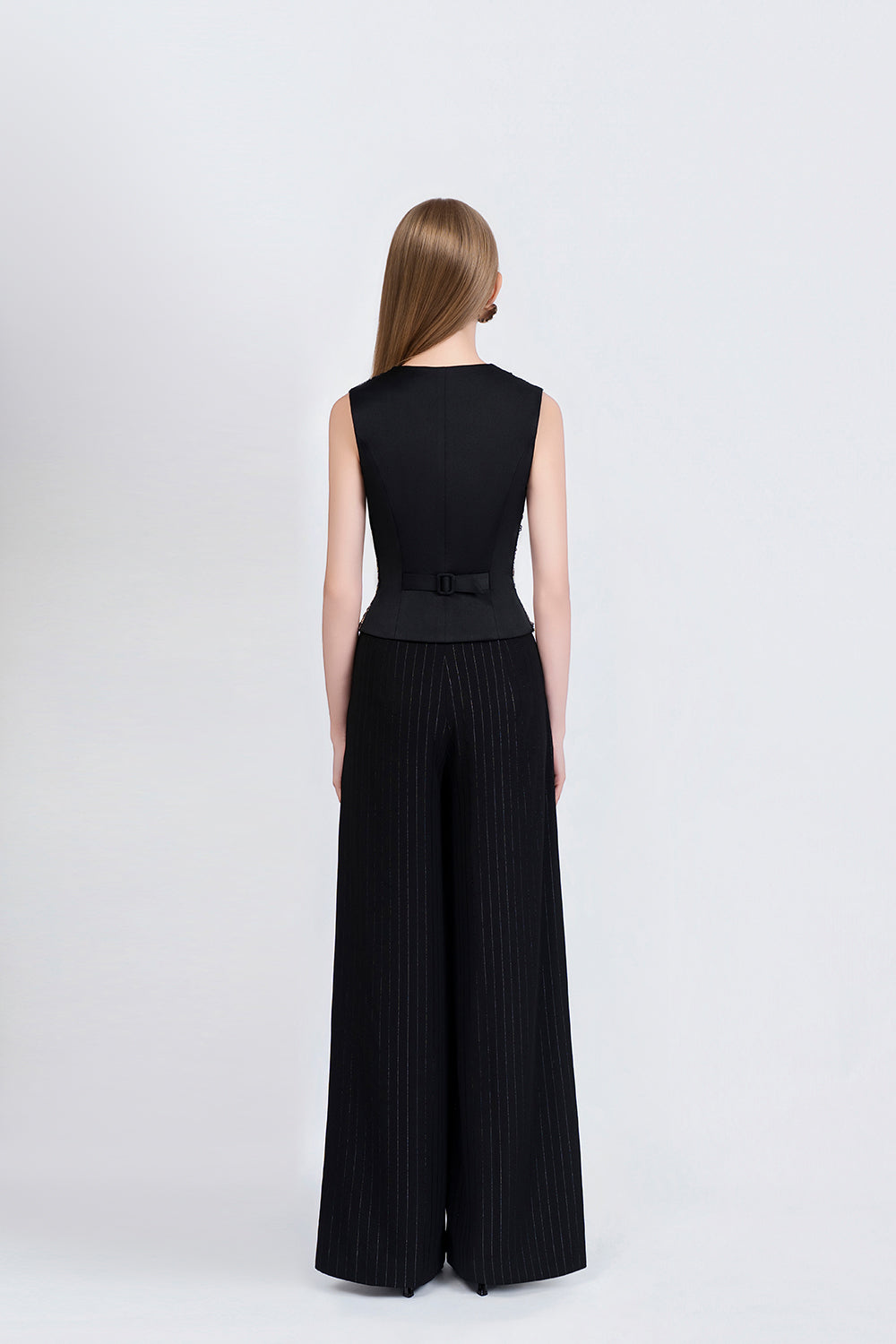 Finette Trousers - Back View Black Tweed Trousers by DeTHEIA