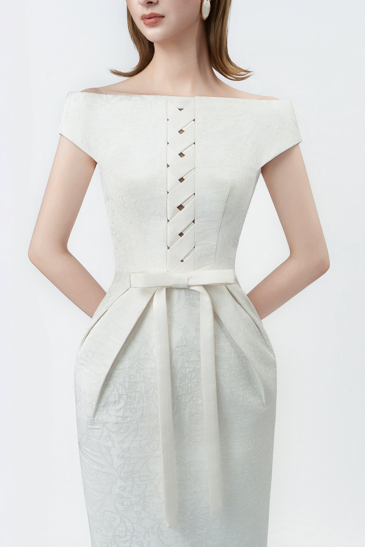 ivory pencil midi dress, DeTHEIA