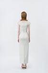 ivory pencil midi dress with back zip, DeTHEIA De Nona Cometa