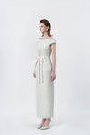 ivory tailored pencil midi dress, DeTHEIA