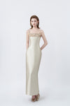 beige pencil midi dress, DeTHEIA De Nona Cometa