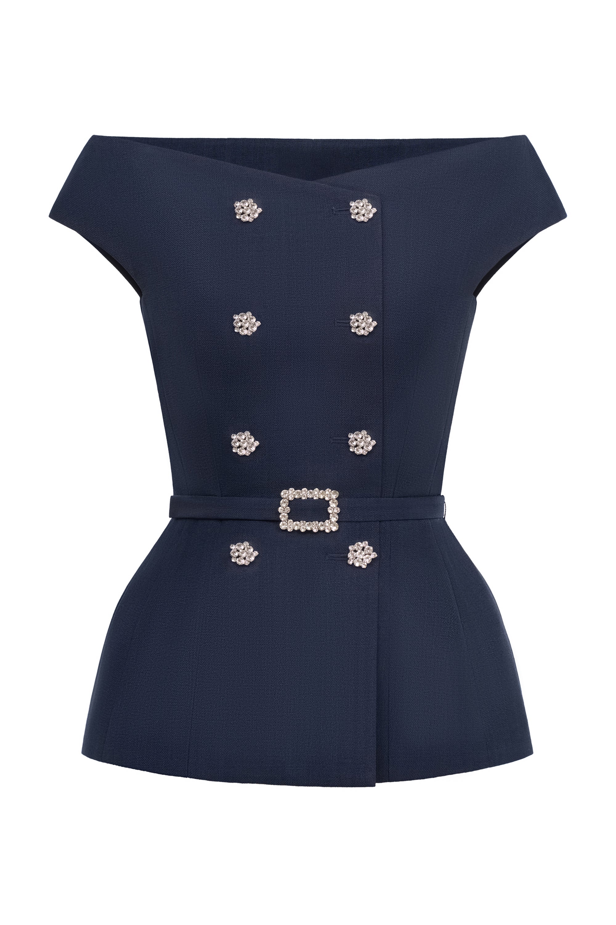 Klara Navy Peplum Top
