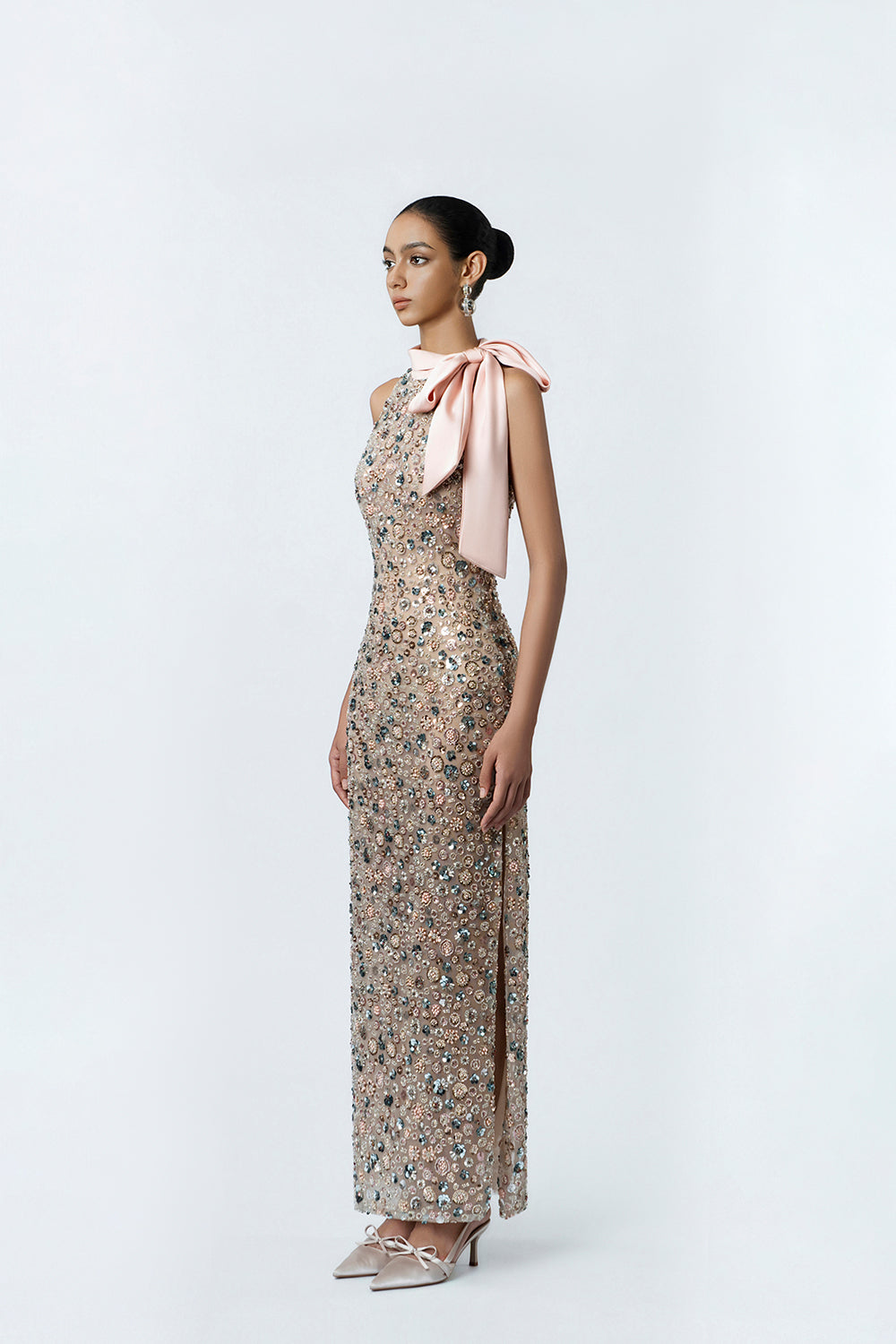 nude silk dress Nude Slip Dress Upcycled Silk L