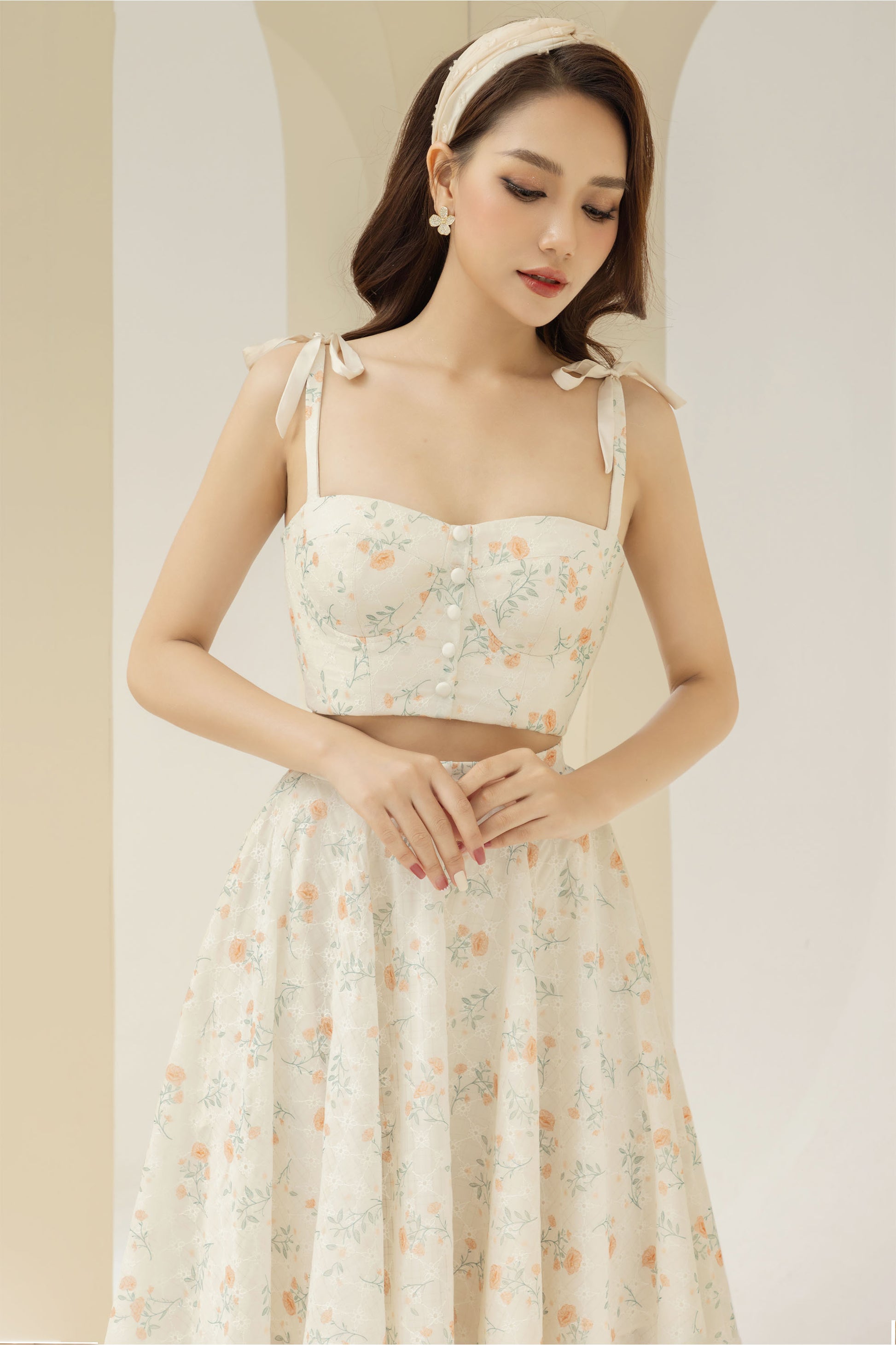 carmen corset dress Clothing : Midi Dresses : 'Carmen' Garden Print Bustier Midi Dress