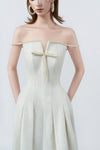cream flared maxi dress, DeTHEIA